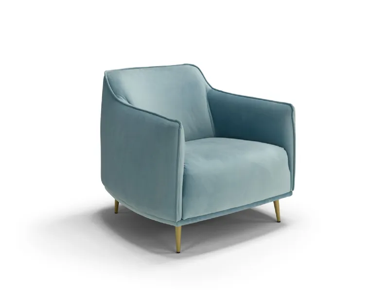 Poltroncina in tessuto imbottito con piedini in acciaio verniciato Barcellona di Vis Comoda