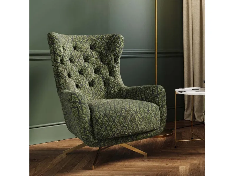 Poltrona girevole Bellini in tessuto imbottito di Kare Design