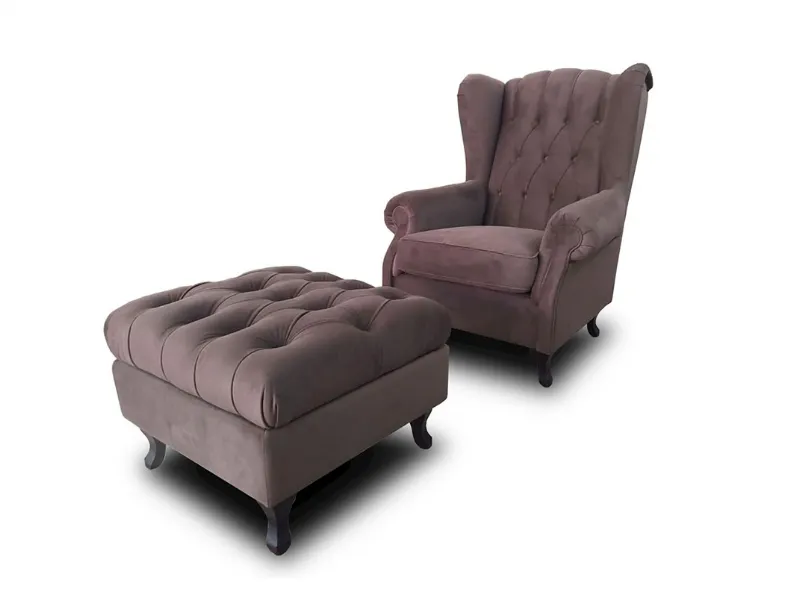 Poltrona classica Bergere in tessuto trapuntato de I Divani Doc