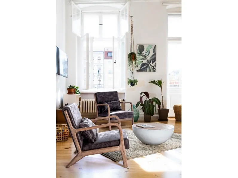 Poltrona in ecopelle e legno Ancilla di Bizzotto