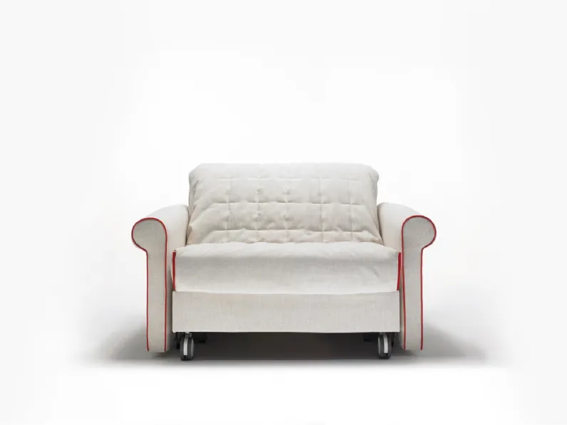 Poltrona in tessuto imbottito con profili rossi BK 129 Classic di BK Group