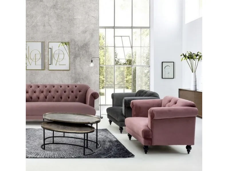 Poltrona in velluto Blossom di Bizzotto
