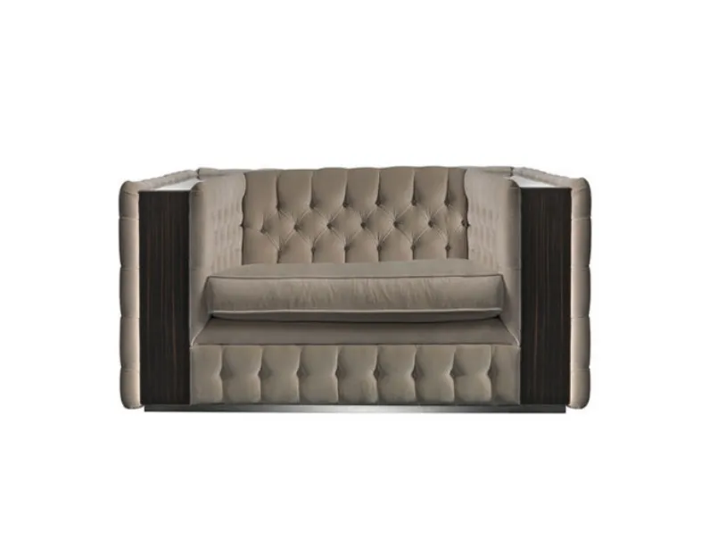 Poltrona in tessuto trapuntato con fasce perimetrali in Ebano lucido Ca' D'Oro di Reflex