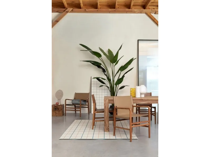 Poltroncina in pelle e teak Caroline di Bizzotto