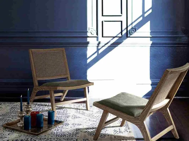 Poltroncina in legno e rattan Cortilia di Bizzotto