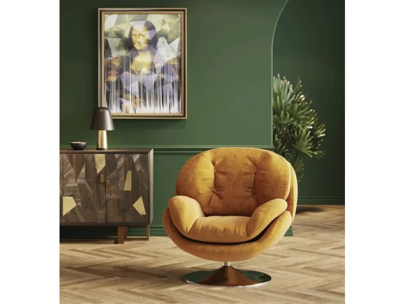 Poltrona Cosy con base in acciaio di Kare Design