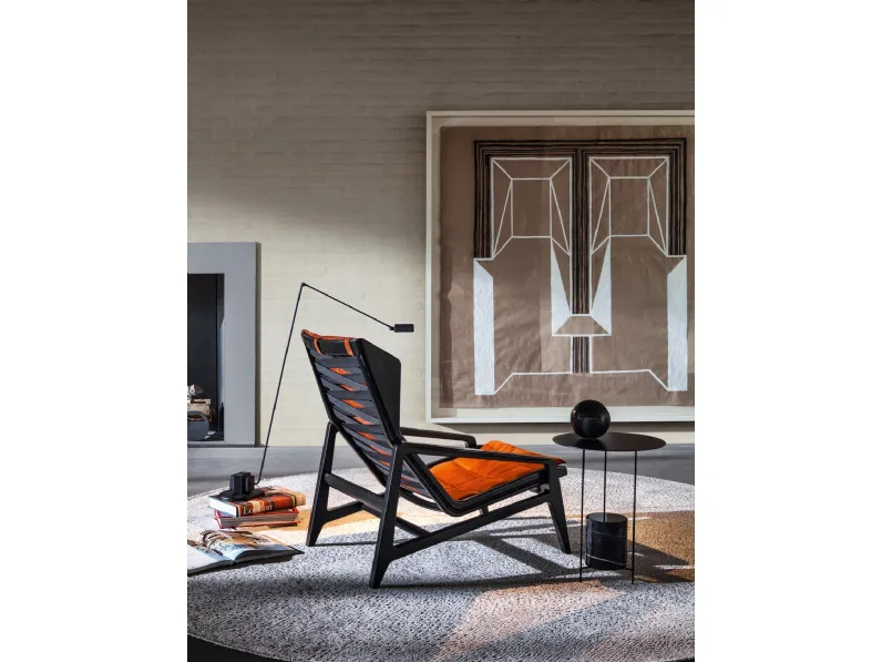 Poltrona di design D-156-3 in tessuto con struttura in legno di Molteni & C