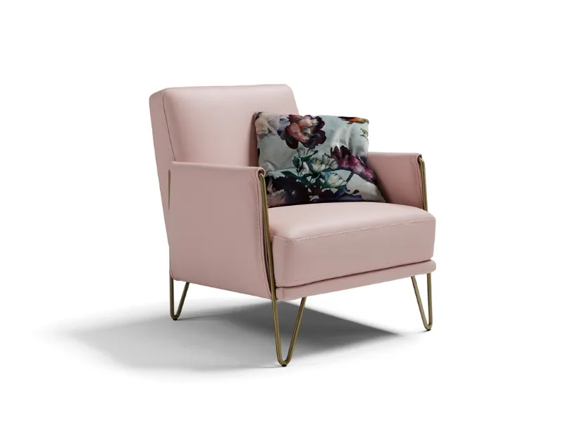 Poltroncina in pelle con piedini in metallo Diletta di Max Divani