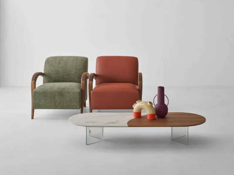 Poltrona in tessuto o pelle Domino di Modesign