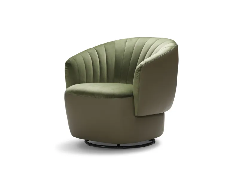 Poltroncina in pelle e tessuto Dotty Base Chiusa di Nicoletti Home