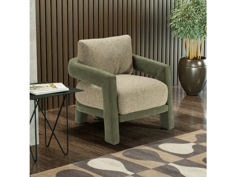 Poltroncina originale morbida e accogliente in tessuto Duo di Kermes divani