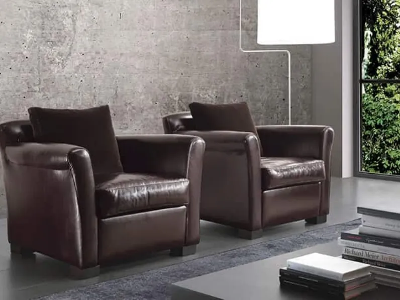 Poltrona in pelle Eel di Barzaghi Salotti