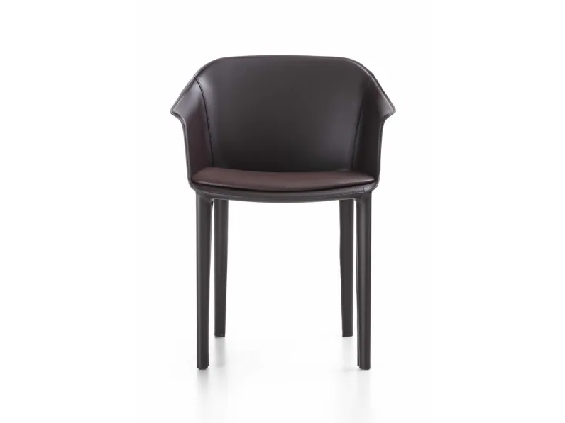 Poltroncina rivestita in pelle Eva di Enrico Pellizzoni