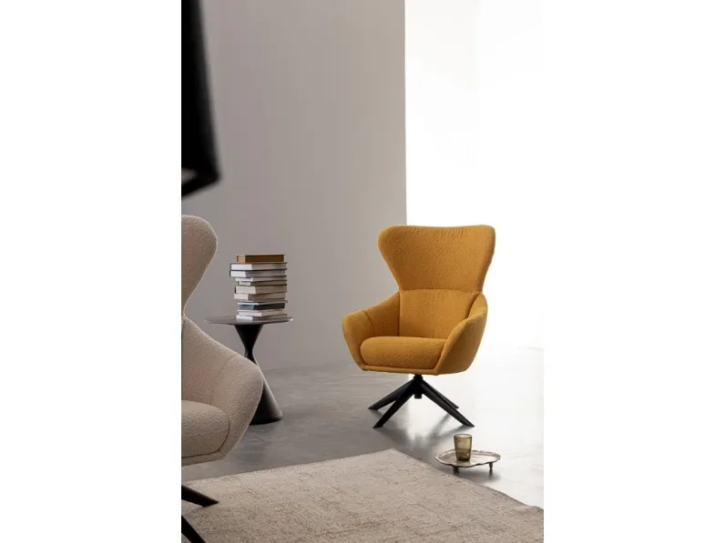 Poltrona girevole in tessuto Hailey di Bizzotto