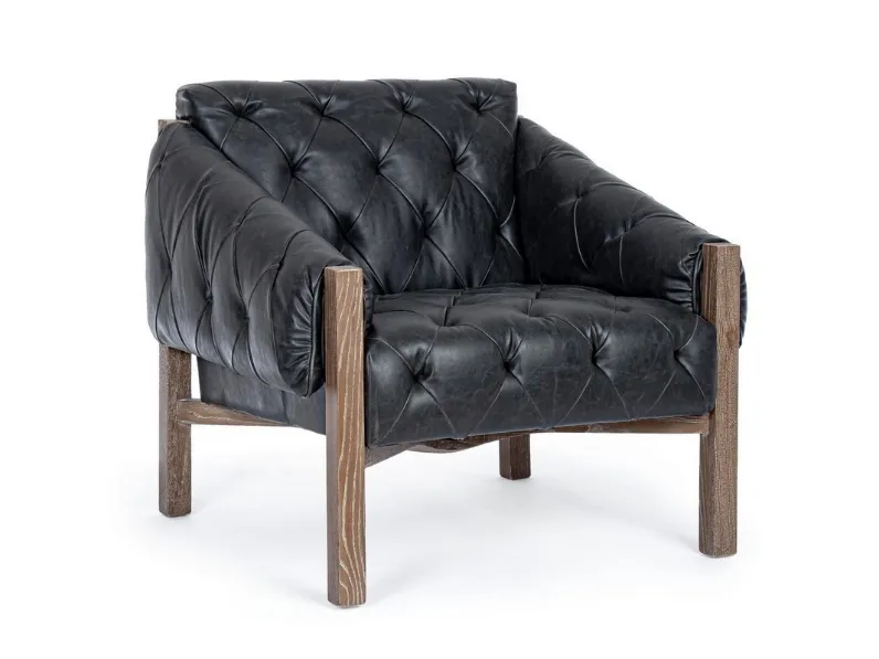 Poltrona Harrison in ecopelle nera di Bizzotto