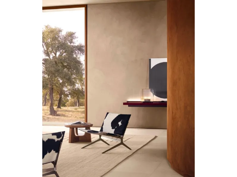 Poltrona di design Kay Lounge in pelle bianca e nera di Poliform