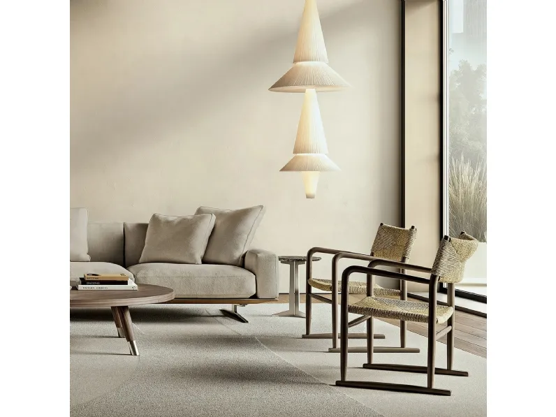 Poltroncina Kim in legno e paglia di Vienna di Flexform