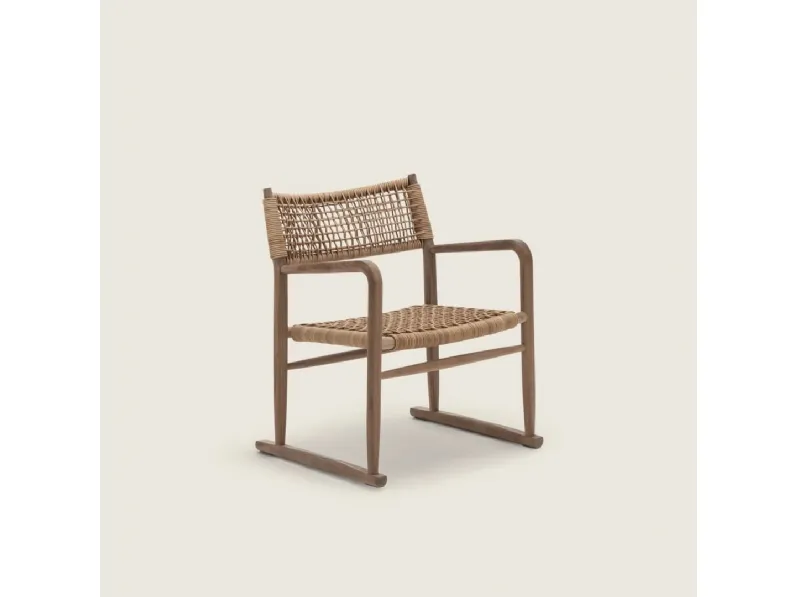 Poltroncina Kim SH Cord in legno e cuoio intrecciato di Flexform