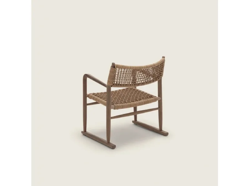 Poltroncina Kim SH Cord in legno e cuoio intrecciato di Flexform