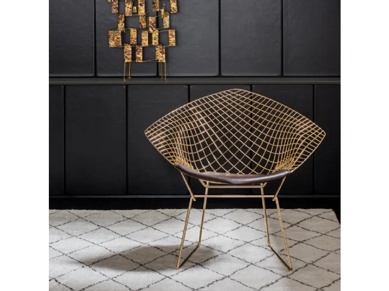 Poltroncina Bertoia Diamond Chair Gold di Knoll