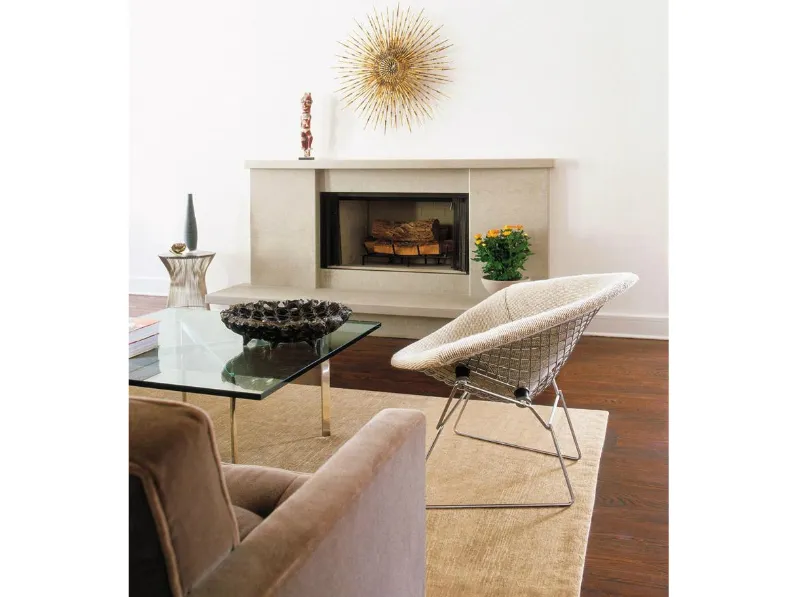 Poltrona Bertoia Large Diamond™ Chair in metallo rivestita in tessuto di Knoll