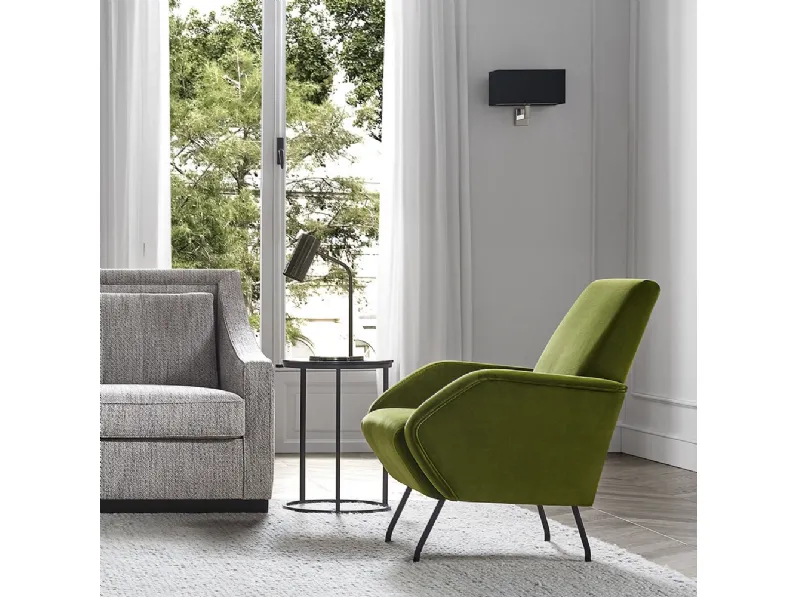 Poltrona in velluto dal design vintage Lena di Tosconova