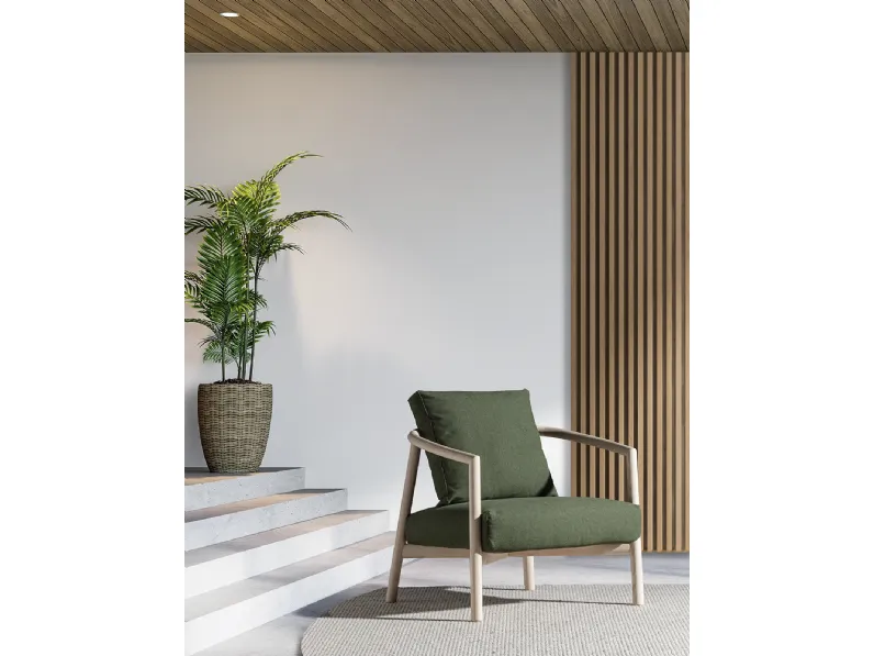 Poltrona Lost in tessuto imbottito e legno di Flexstyle