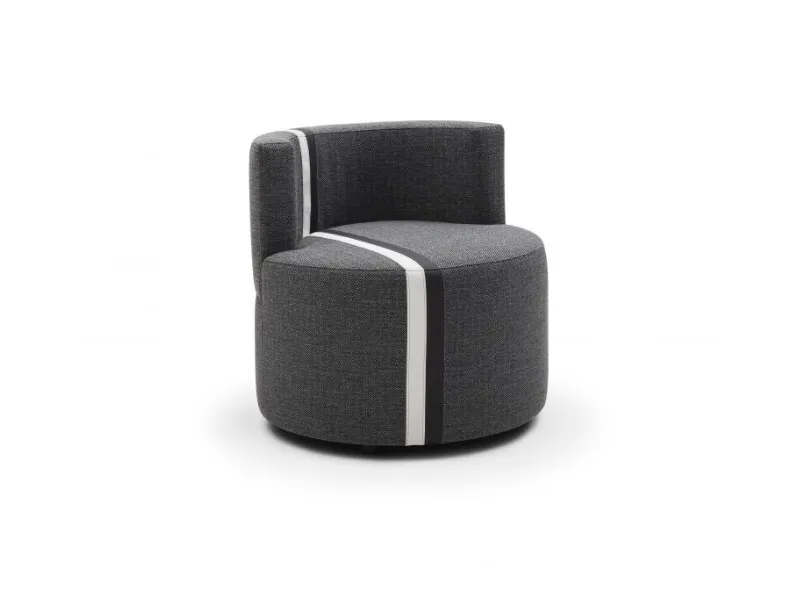 Poltroncina dalla forma tonda in tessuto Mia Stripe di Confort Line