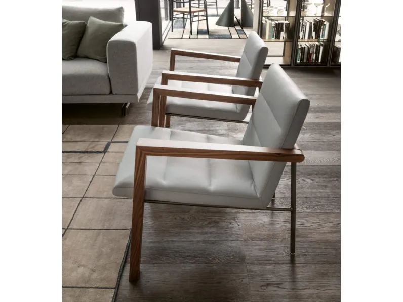 Poltroncina Mimosa in pelle e legno di Presotto