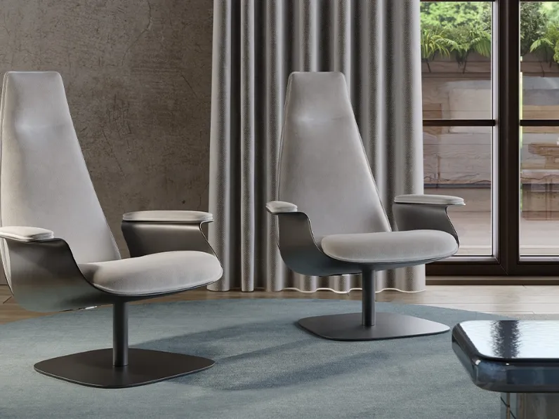 Poltrona Minerva in tessuto e metallo di Reflex