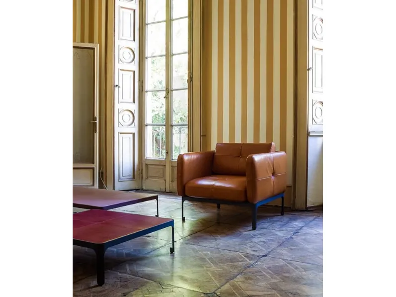 Poltrona squadrata in pelle Modernista di Moroso