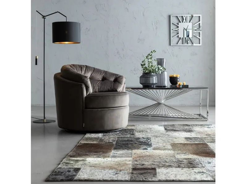 Poltrona girevole in velluto Grigio Music Hall di Kare Design