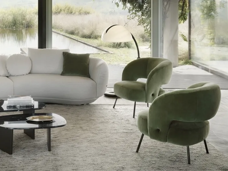 Poltroncina di design in velluto Soufflé di Nicoline