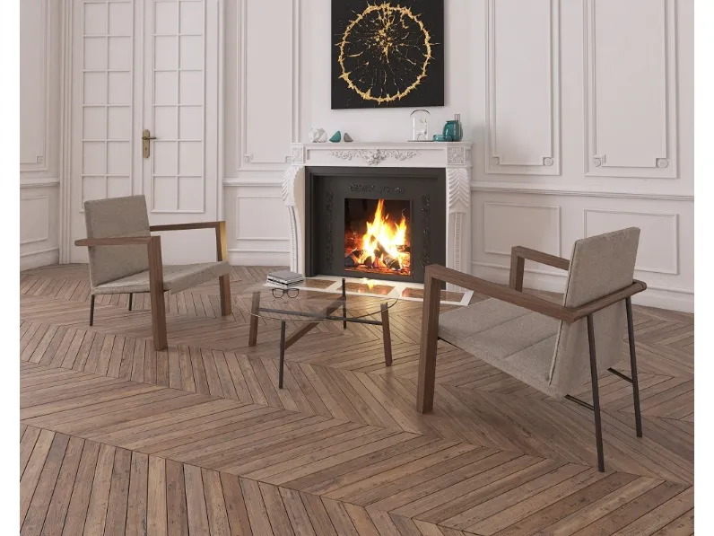 Poltroncina in tessuto con struttura in legno e metallo Star System Mimosa di Estel