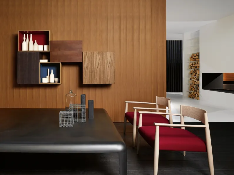 Poltroncina in legno con seduta in tessuto imbottito Ghiaccio di Porro