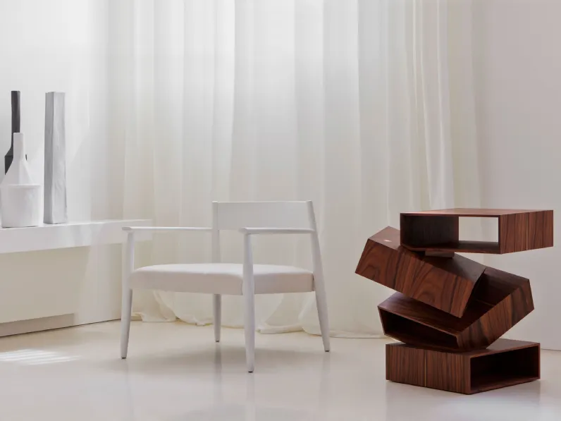 Poltroncina in legno con seduta in tessuto imbottito Ghiaccio di Porro