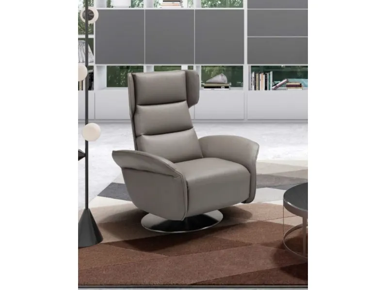 Poltrona relax con testiera regolabile Amsterdam Swivel di Spaziorelax
