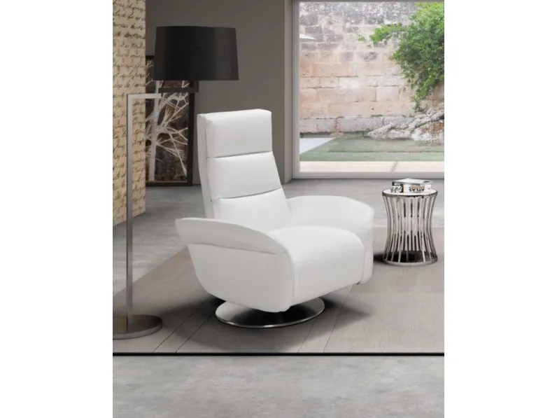 Poltrona relax con testiera regolabile e base in metallo Bruxelles Swivel di Spaziorelax