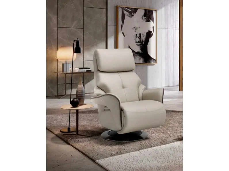 Poltrona relax con testiera regolabile Moon Swivel di Spaziorelax