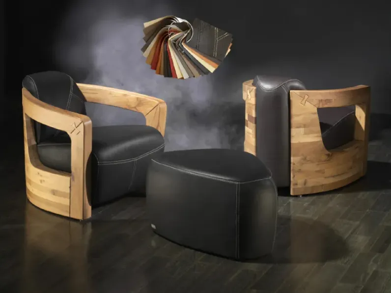 Poltrona di design in pelle con struttura in legno Sessel Paris 01 di Sprenger