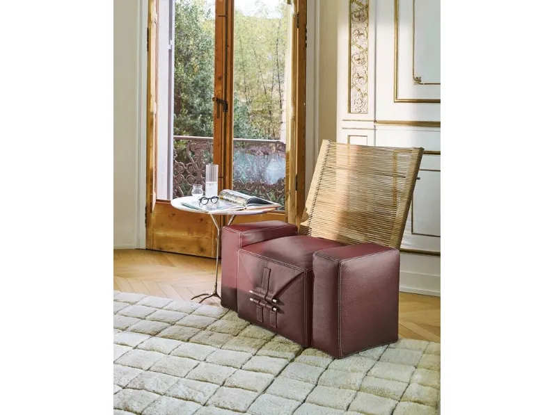 Poltrona Somewhere EL-S in pelle e corda di Cassina