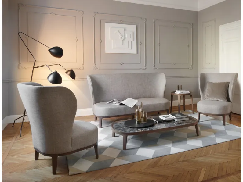 Poltrona Spring in tessuto con struttura in massello di Faggio di Potocco