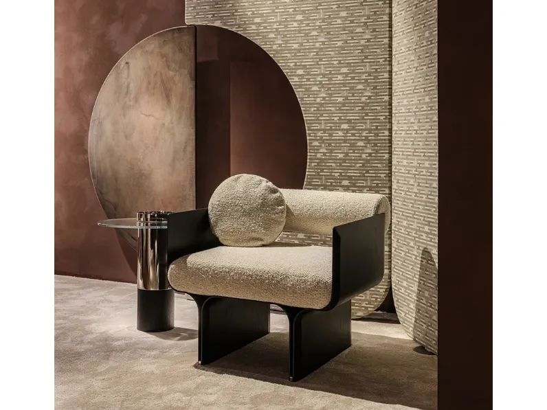 Poltroncina di design Stami Lounge in tessuto con struttura in frassino di Gallotti&Radice
