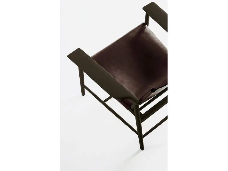 Poltroncina in cuoio e legno Sunset di De Padova