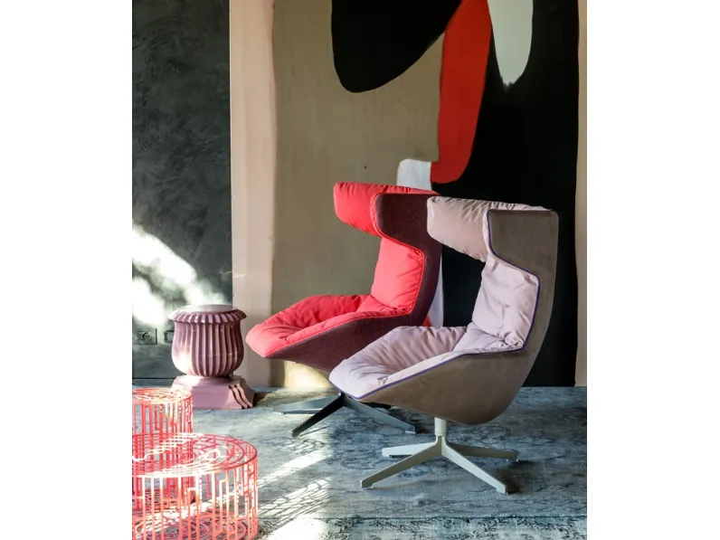 Poltrona in tessuto Take a Line For a Walk di Moroso