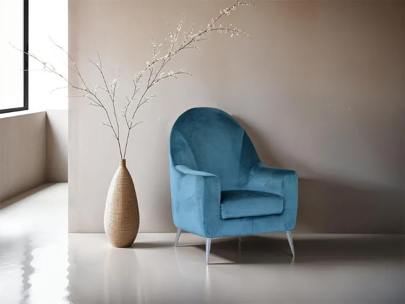 Poltrona Toledo in tessuto con piedi in metallo di Bruma