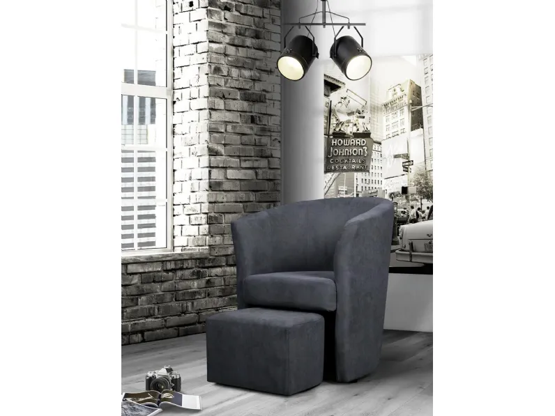 Poltroncina Urban Style con pouf estraibile SD213 in tessuto di Imba Srl