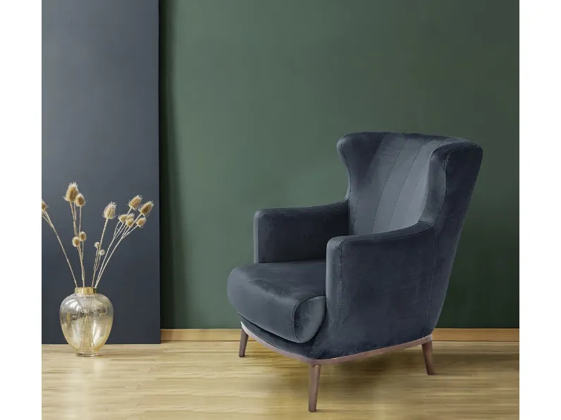 Poltrona classica Urban Style SD217 in tessuto con basamento in Noce massello di Imba Srl