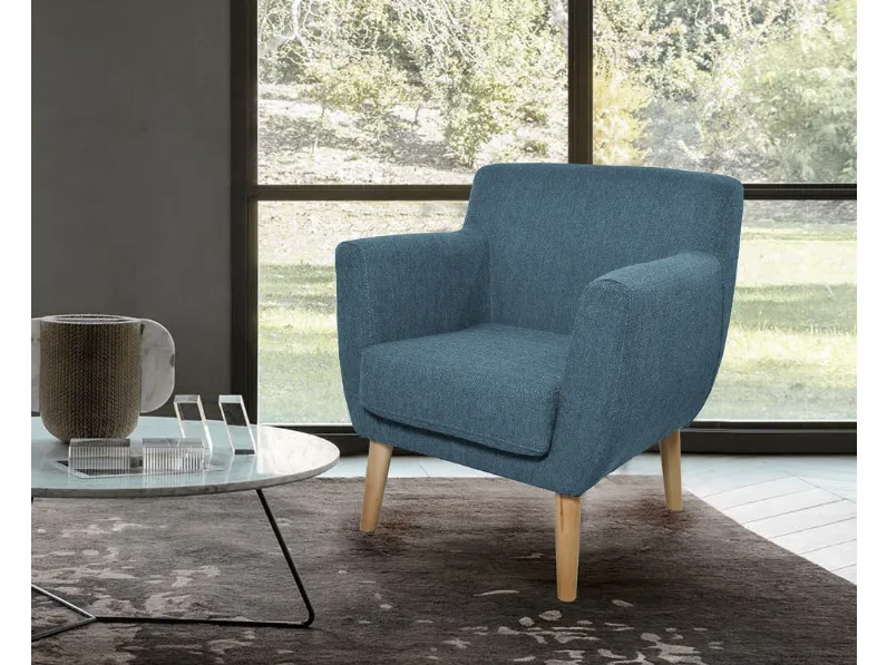 Poltroncina Urban Style SD219 in tessuto con gambe in massello di Faggio di Imba Srl