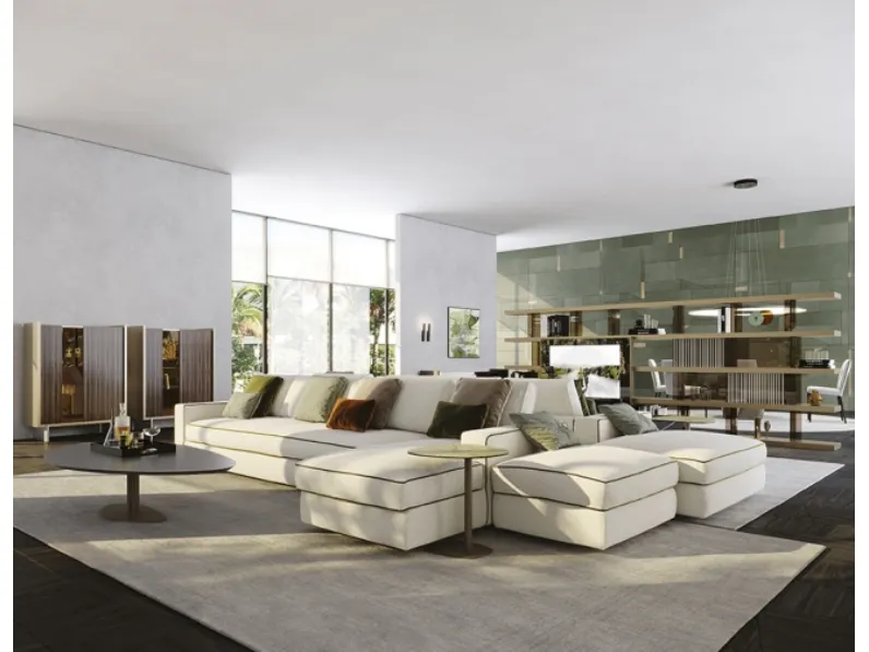 Divano in tessuto con penisola Adone di Reflex